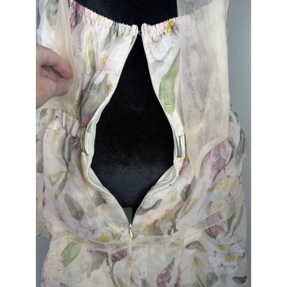 Arose Studio Danna Floral Print Halter Mini Dress Tiered Ruffle Size Large - Picture 11 of 16